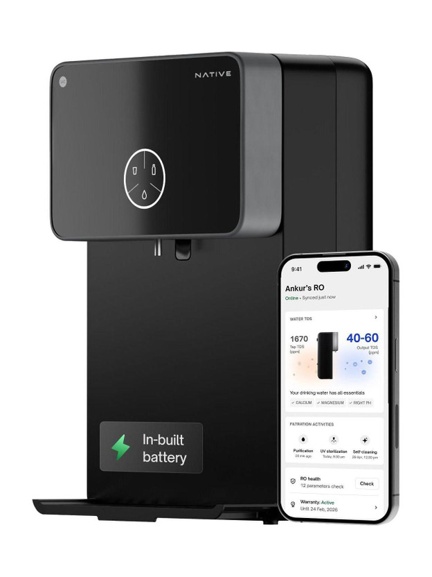 NATIVE By Urban Company M2 Pro 7 L. RO + UV + Alkaline + Minerals Water Purifier 10-Stage Smart Water Purifier