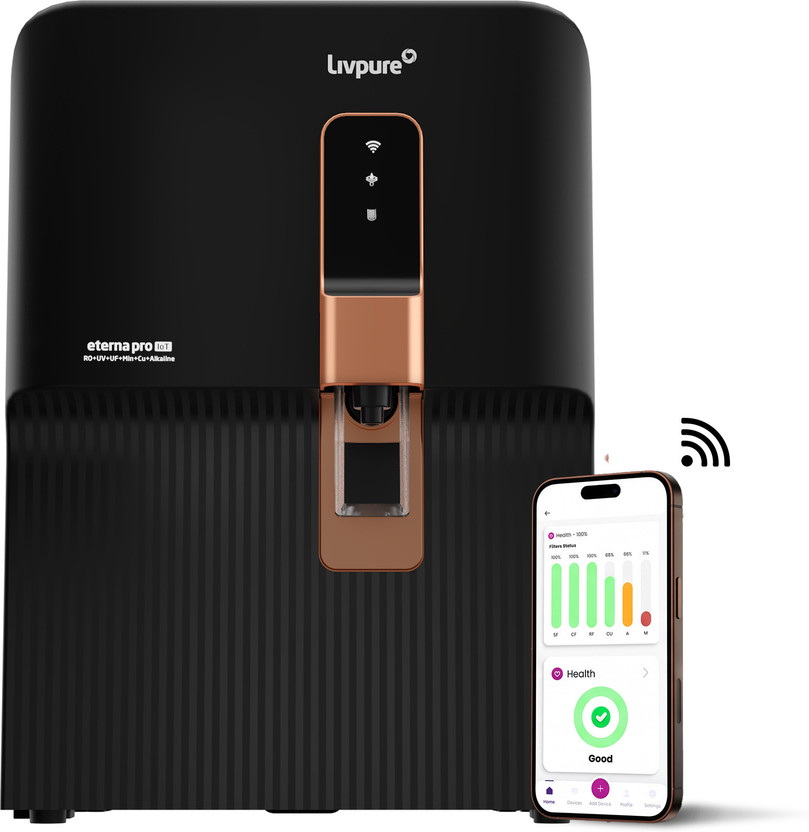 LIVPURE LIV-ETERNA-PRO-IOT 7 L RO + UV + UF + Copper + Alkaline Water Purifier No Service Cost for 2 Years (Filters Included)