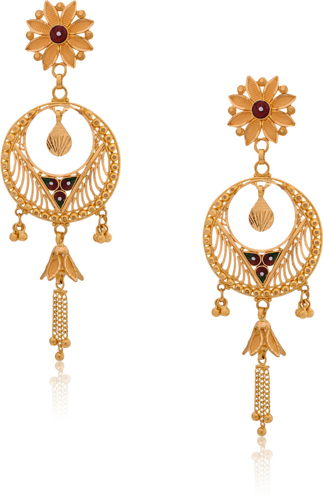 Senco Gold Flowery Yellow Gold 22kt Dangle Earring Price in India Buy Senco Gold Flowery Yellow Gold 22kt Dangle Earring online at Flipkart