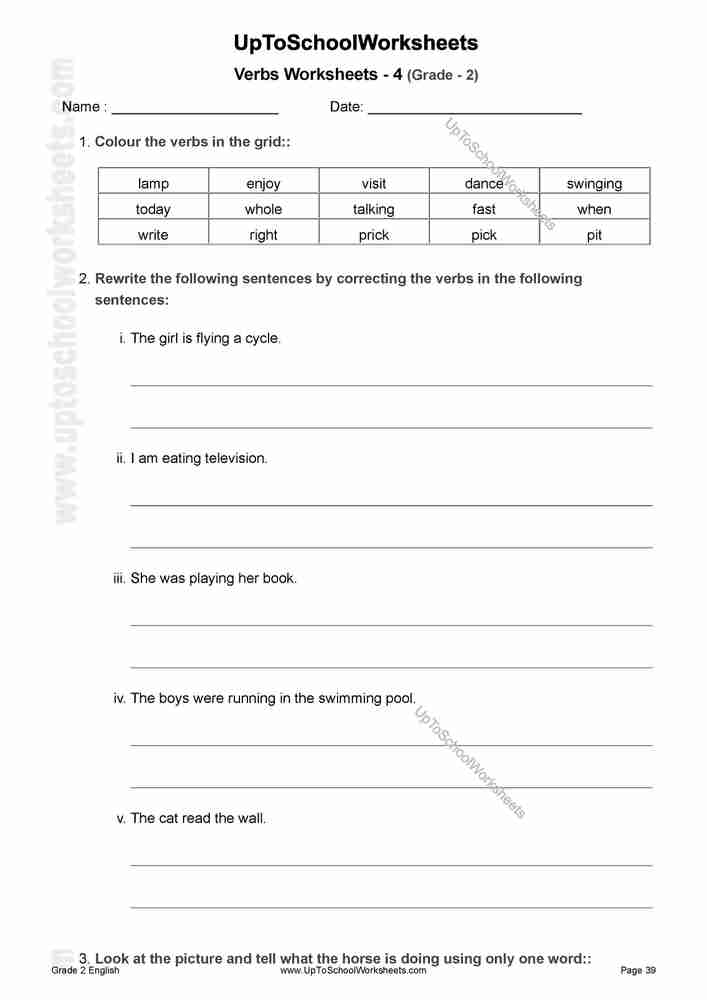 English Grammar Worksheets For Grade 2 Cbse CBSEÂ Class 4Â EnglishÂ