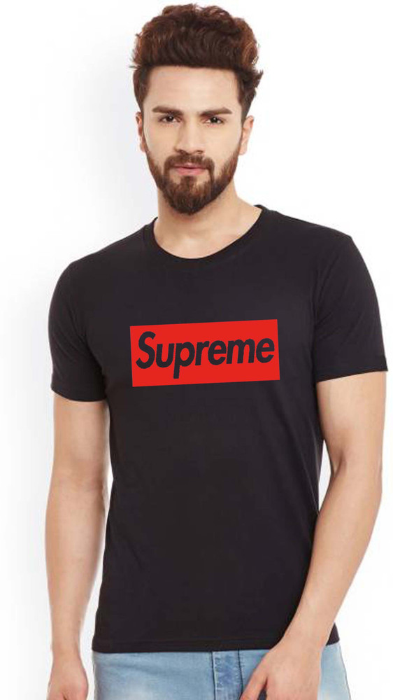 Supreme Printed Men Round Neck Black T-Shirt - Buy Supreme Printed 