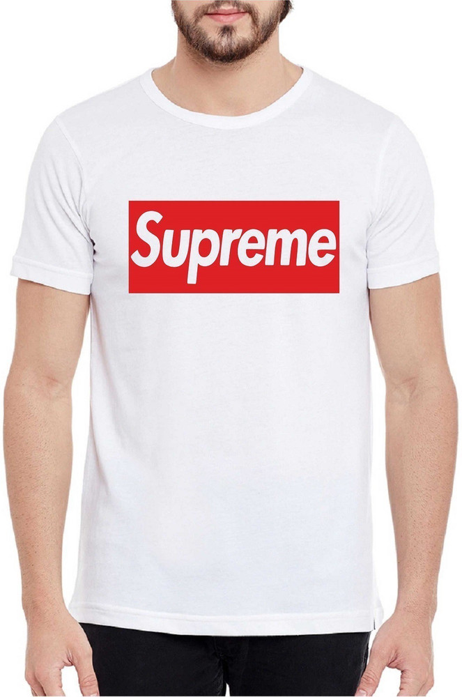 Supreme Typography Men Round Neck White T-Shirt - Buy White 