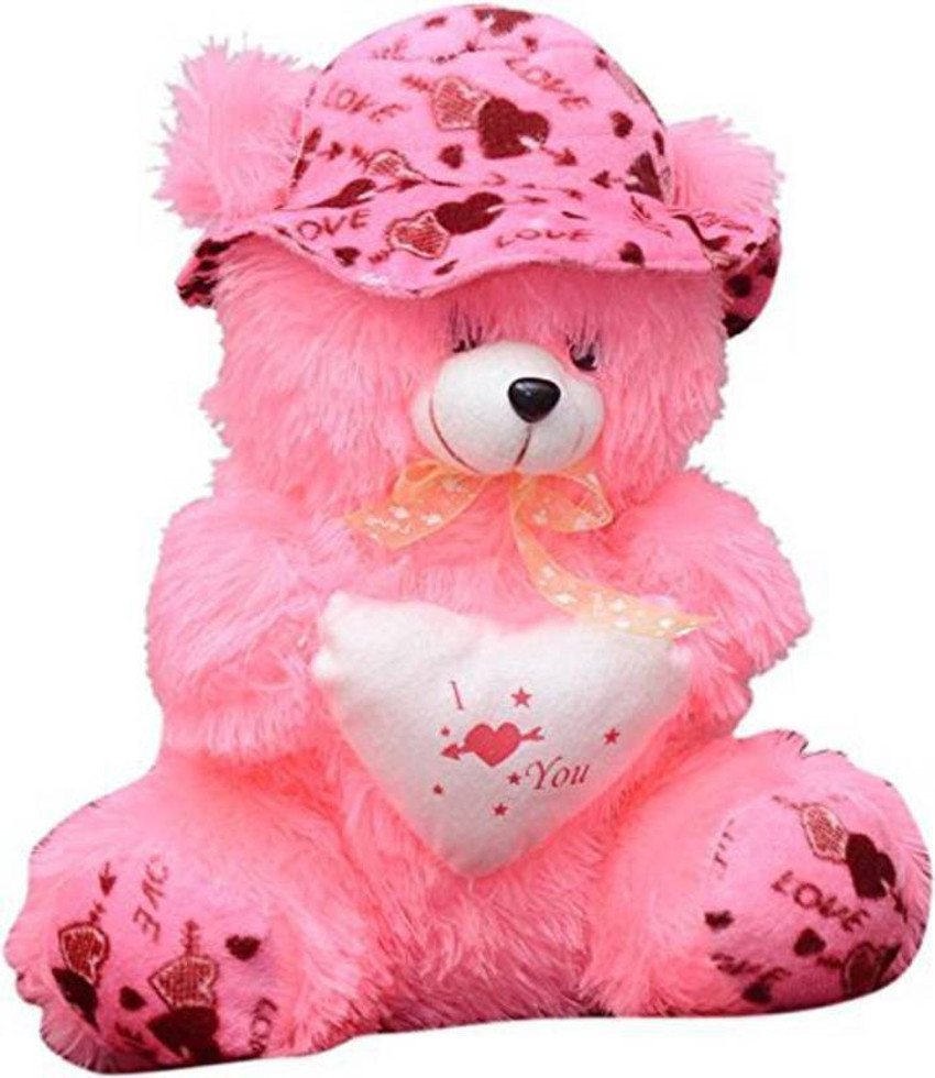 Stuffiez Pink Teddy Bear With Cap, Beautiful Gift for someone 