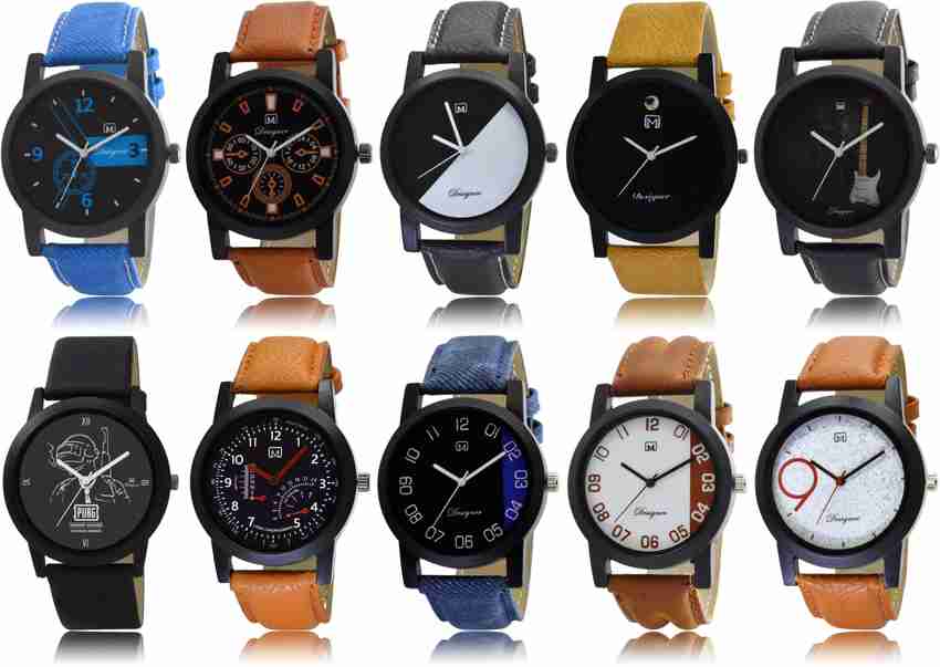 OM DESIGNER Premium Combo pack of 10 Watches Analogue multi color Family Combo pack of 10 Watches for boys mens Bulk 10 Analog Watch For Men