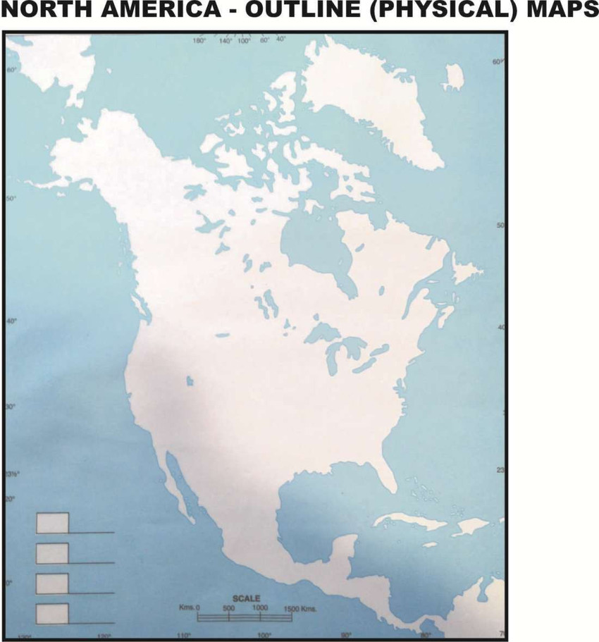 Blank Outline Physical Map Of North America The U S 50 States Large North America Outline Physical Practice Maps North America Original 
