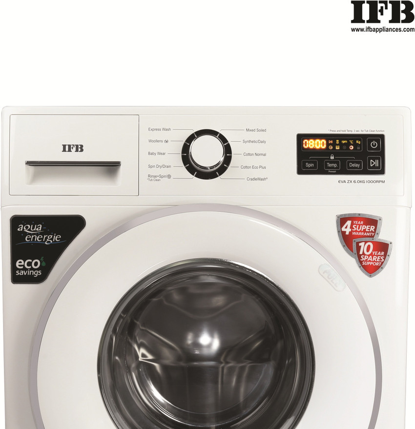 IFB 6 Kg 5 Star Fully-Automatic Front Loading Washing Machine (EVA ZX,  White, Cradle wash, 2D Wash technology) : Amazon.in: Home & Kitchen