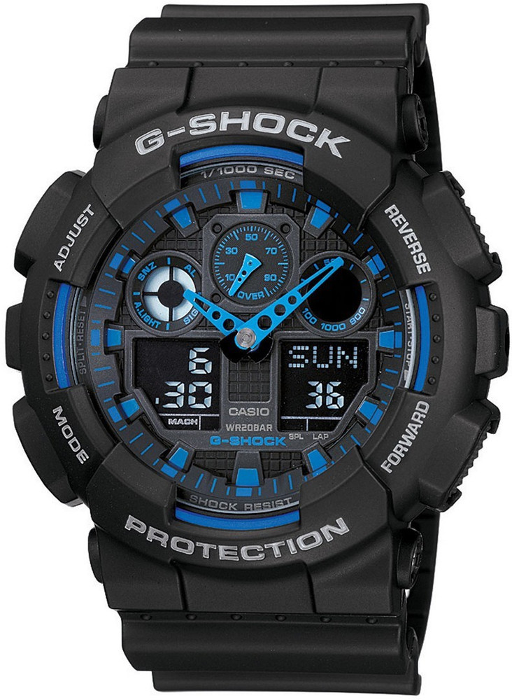 CASIO GA-100-1A2DR G-SHOCK GA-100-1A2NDR Black-Blue Dial Black 