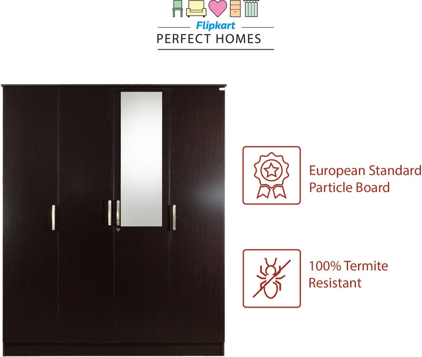 Flipkart Perfect Homes Julian Engineered Wood 4 Door Wardrobe Price in India Buy Flipkart Perfect Homes Julian Engineered Wood 4 Door Wardrobe online at Flipkart