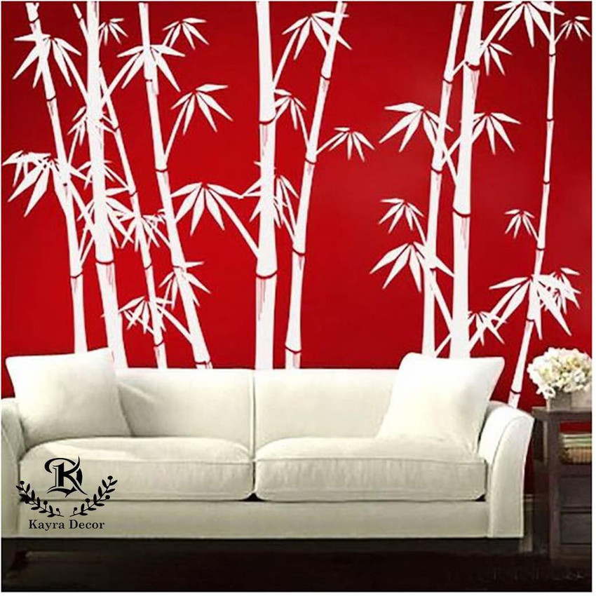 Kayra Decor Large Size Bamboo Tree Wall Design Stencils For Wall Painting And Home Wall Decoration Suitable For Room Decor And Craft 86 X 76 Inch KHSNT239 KHSNT239