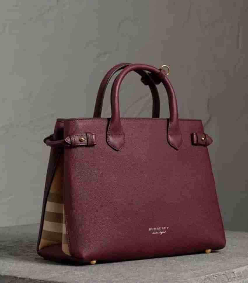 Buy BURBERRY Women Maroon Handbag Wine Online @ Best Price in 