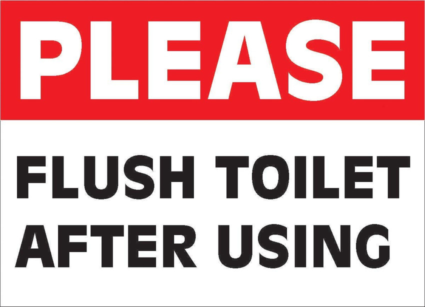 Funny Please Flush Toilet Sign - Rustic Wood Block Bathroom Decor 5x5 Inches