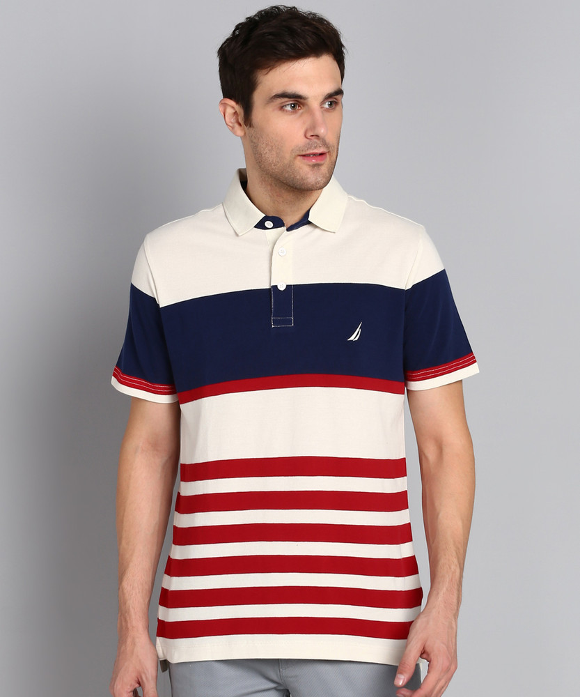 NAUTICA Striped Men Polo Neck Multicolor T-Shirt - Buy NAUTICA Striped Men  Polo Neck Multicolor T-Shirt Online at Best Prices in India | Flipkart.com