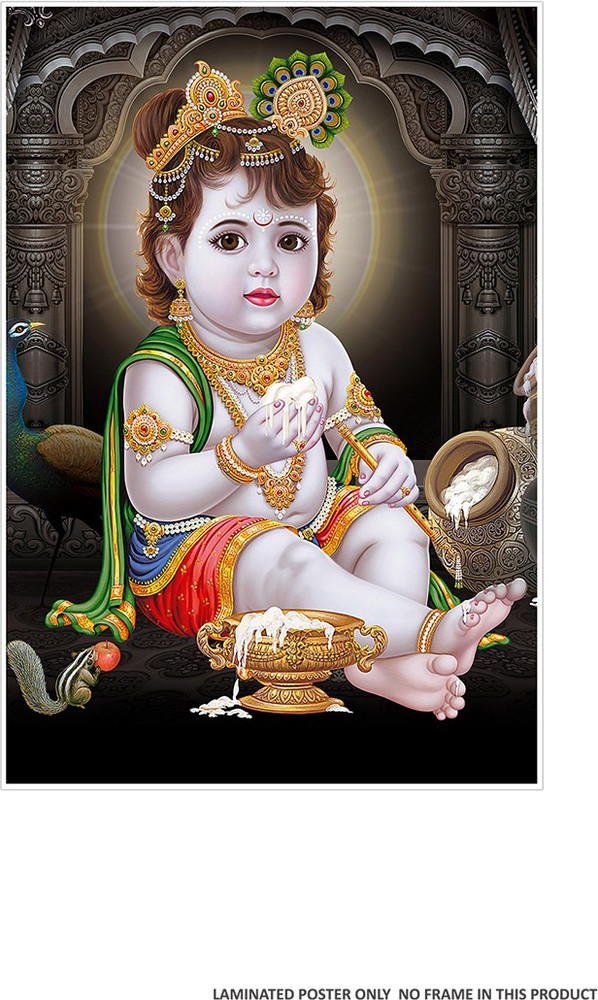 Lord Baby Krishna poster HD poster for Room Decor Paper Print