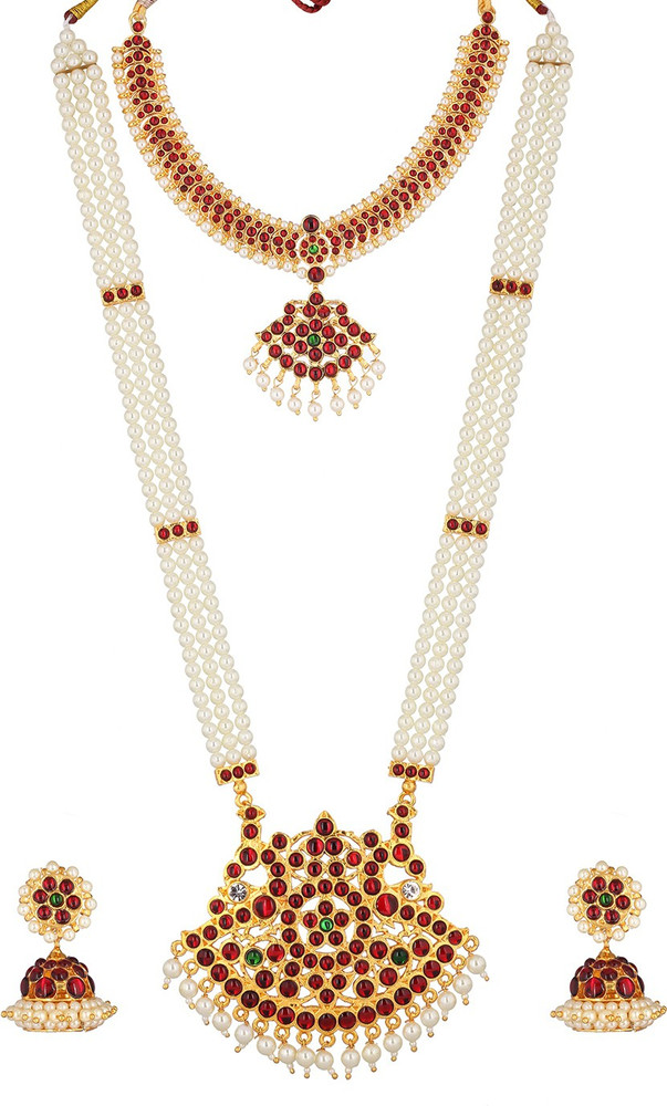 bharatanatyam jewellery Brass Gold plated Multicolor Jewellery Set Price in India Buy bharatanatyam jewellery Brass Gold plated Multicolor Jewellery Set Online at Best Prices in India Flipkart