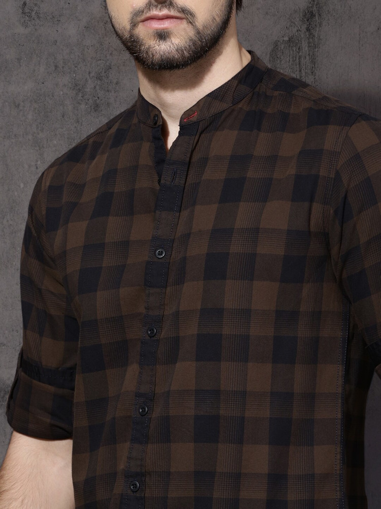 Roadster Men Checkered Casual Brown, Black Shirt - Buy Roadster Men  Checkered Casual Brown, Black Shirt Online at Best Prices in India |  Flipkart.com