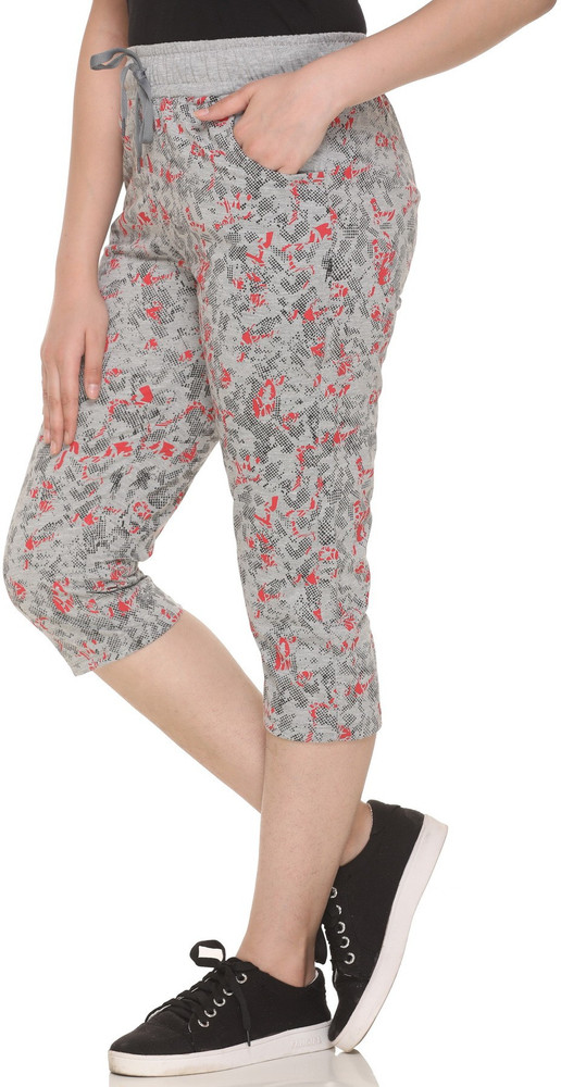 CUPID Regular Fit Plain Cotton Half Pant, Stylish 3/4th Sports n Casual  Night Short Pant, Gym, Yoga Wear for Ladies, Knee Length Indoor n Outdoor  Capris for Girls Women Grey Capri -