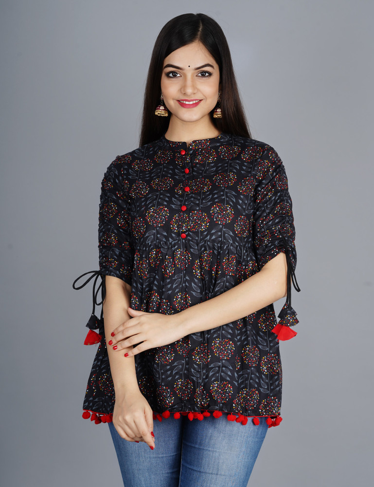 Royal Marque Casual 3 4 Sleeve Printed Women Black Top Buy Royal Marque Casual 3 4 Sleeve Printed Women Black Top Online at Best Prices in India Flipkart
