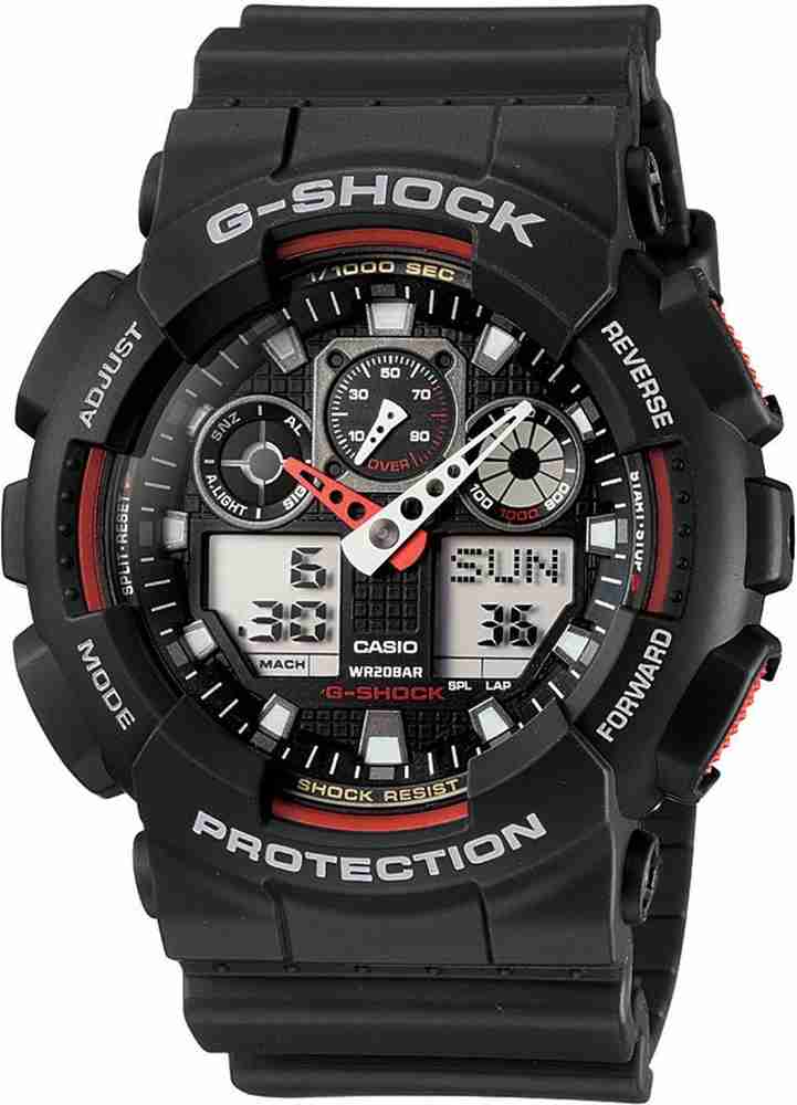 CASIO GA-100-1A4DR G-SHOCK GA-100-1A4NDR Black-Red Dial Black 