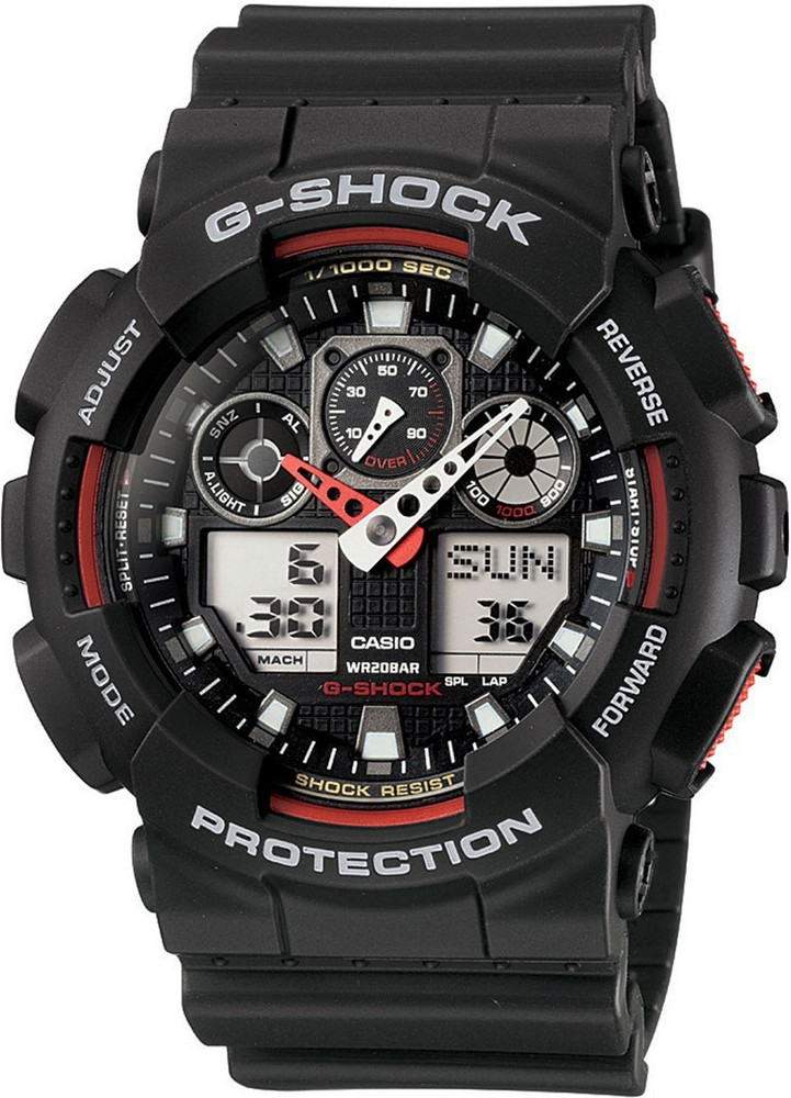 CASIO GA-100-1A4DR G-SHOCK GA-100-1A4NDR Black-Red Dial Black 