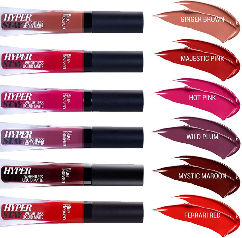BLUE HEAVEN Hyperstay Liquid Matte Lipstick Lipsticks for women combo Pack of 6