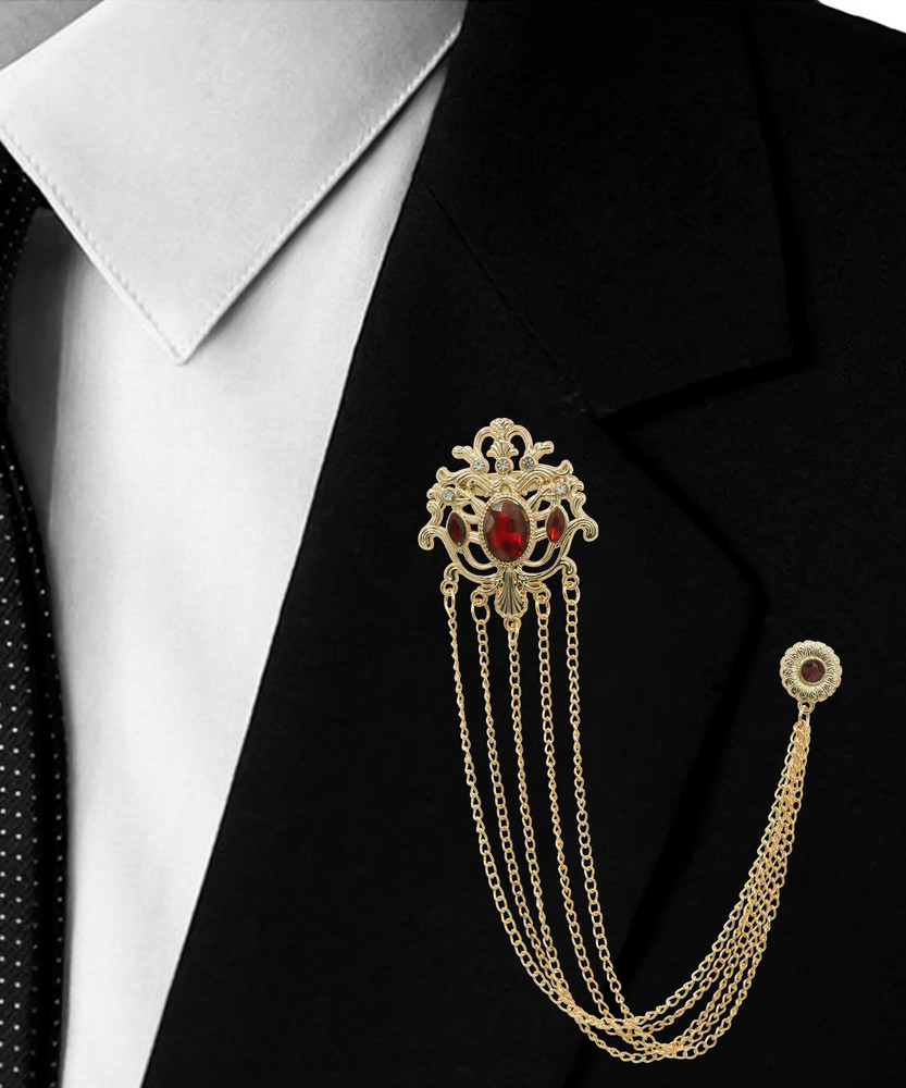 Adorn Golden Long Chain Maroon Rhinestone Suit Coat Brooch For Men Brooch Price in India Buy Adorn Golden Long Chain Maroon Rhinestone Suit Coat Brooch For Men Brooch online at Flipkart
