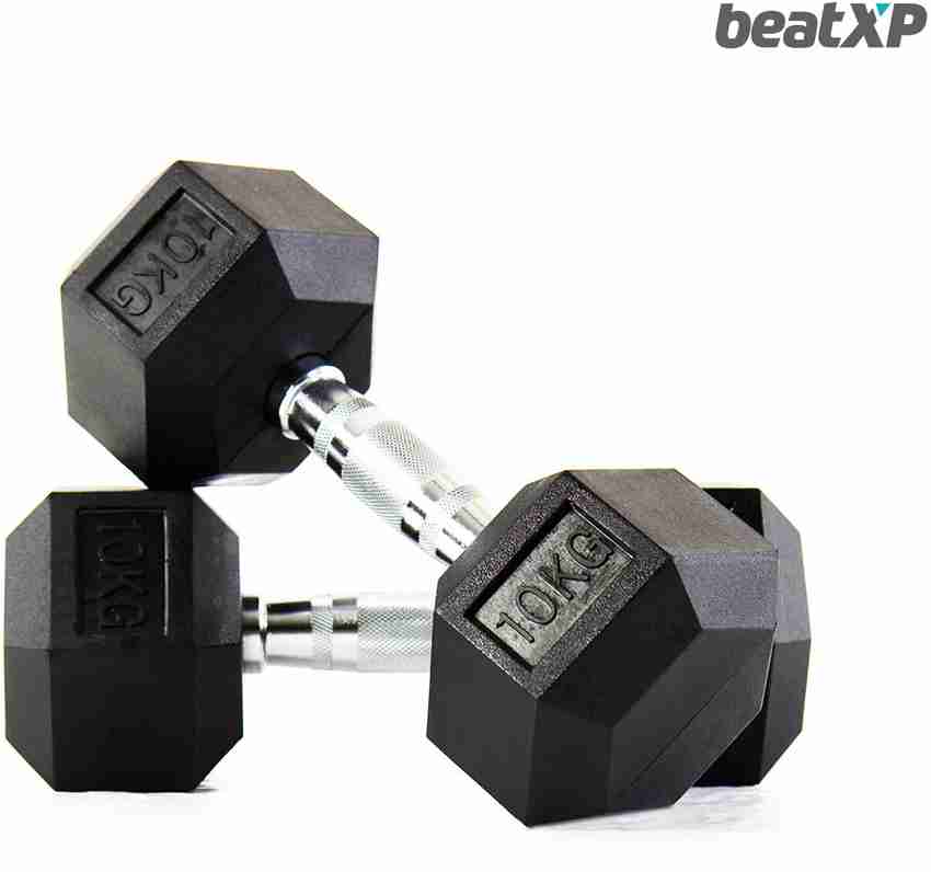 beatXP Hex Dumbbell 10Kg pair for Home Gym Exercise Workout Steel Iron Rubber Encased Fixed Weight Dumbbell Buy beatXP Hex Dumbbell 10Kg pair for Home Gym Exercise Workout Steel Iron Rubber Encased Fi...