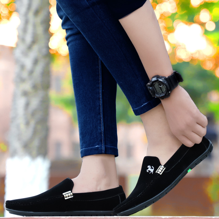 Men Velvet Boys Velvet Loafers Loafers Velvet Mojari Boys Black