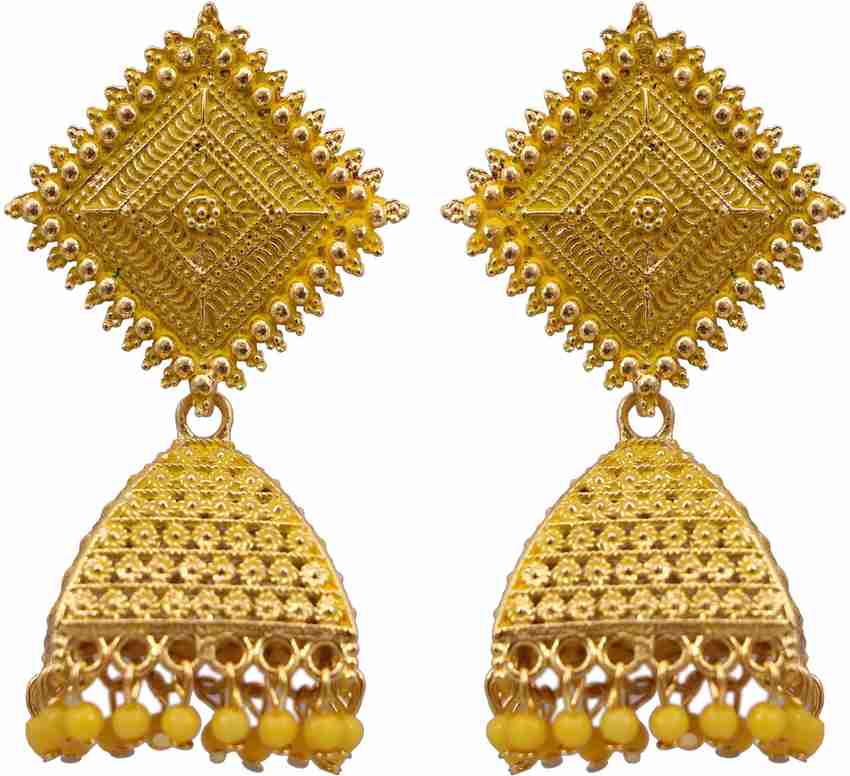Flipkart Buy CRUNCHY FASHION Traditional Gold plated Yellow Square Jhumka Jhumki Earrings Alloy Jhumki Earring Online at Best Prices in India