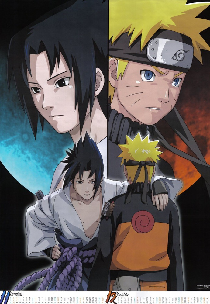 Naruto Uzumaki and Sasuke Uchiha Self Adhesive Laminated Poster 