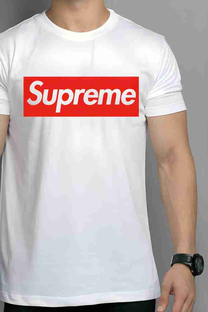 Supreme Printed, Graphic Print, Typography Men Round Neck White T 