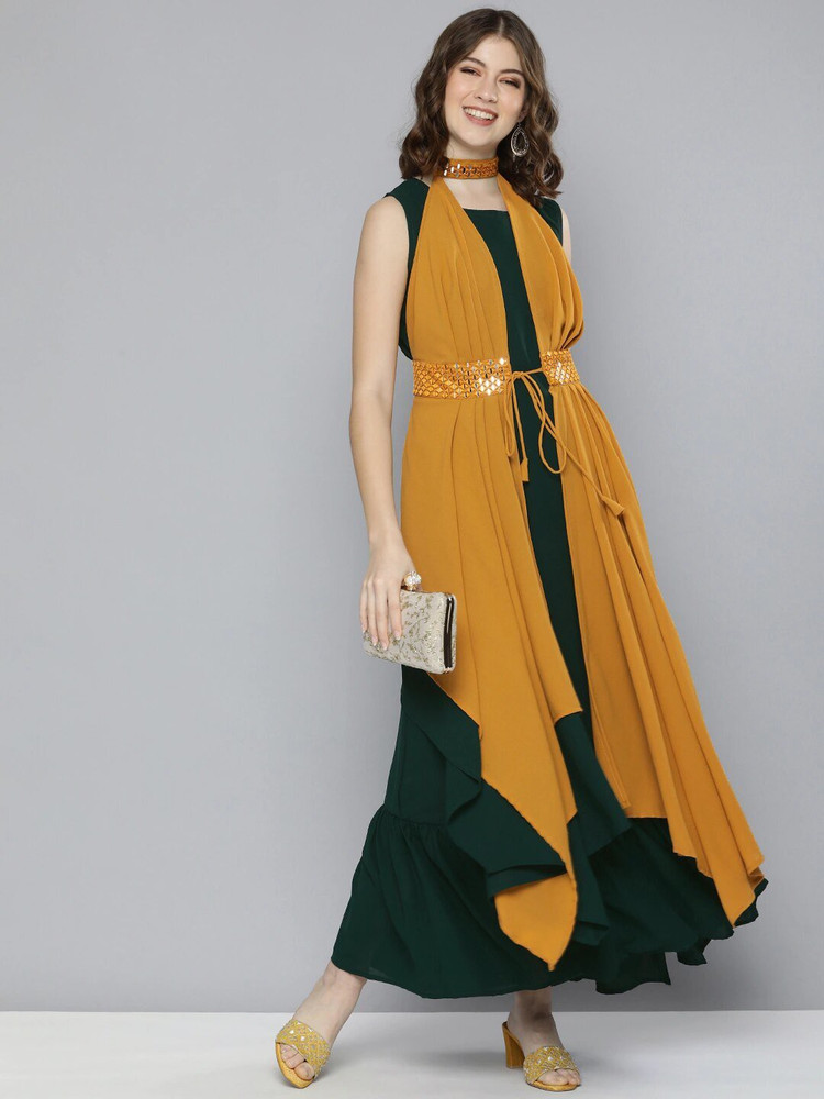 green and mustard dress Mustard Green Dress