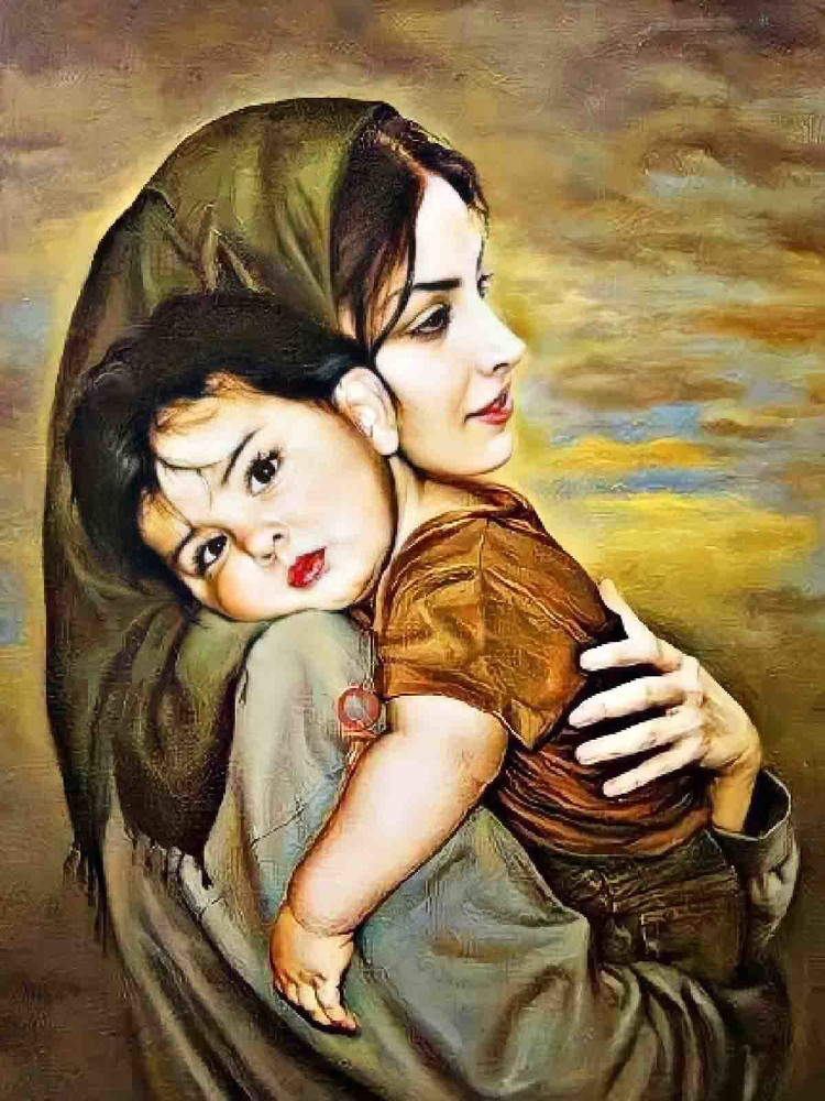 Self Adhesive UV Coated High Resolution Vinyl Print- Mother & Son 