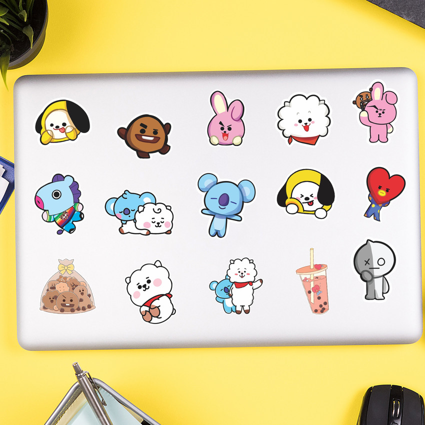 FlyBuy Hub 5.588 cm Cool BTS BT21 Self-adhesive Vinyl Stickers 