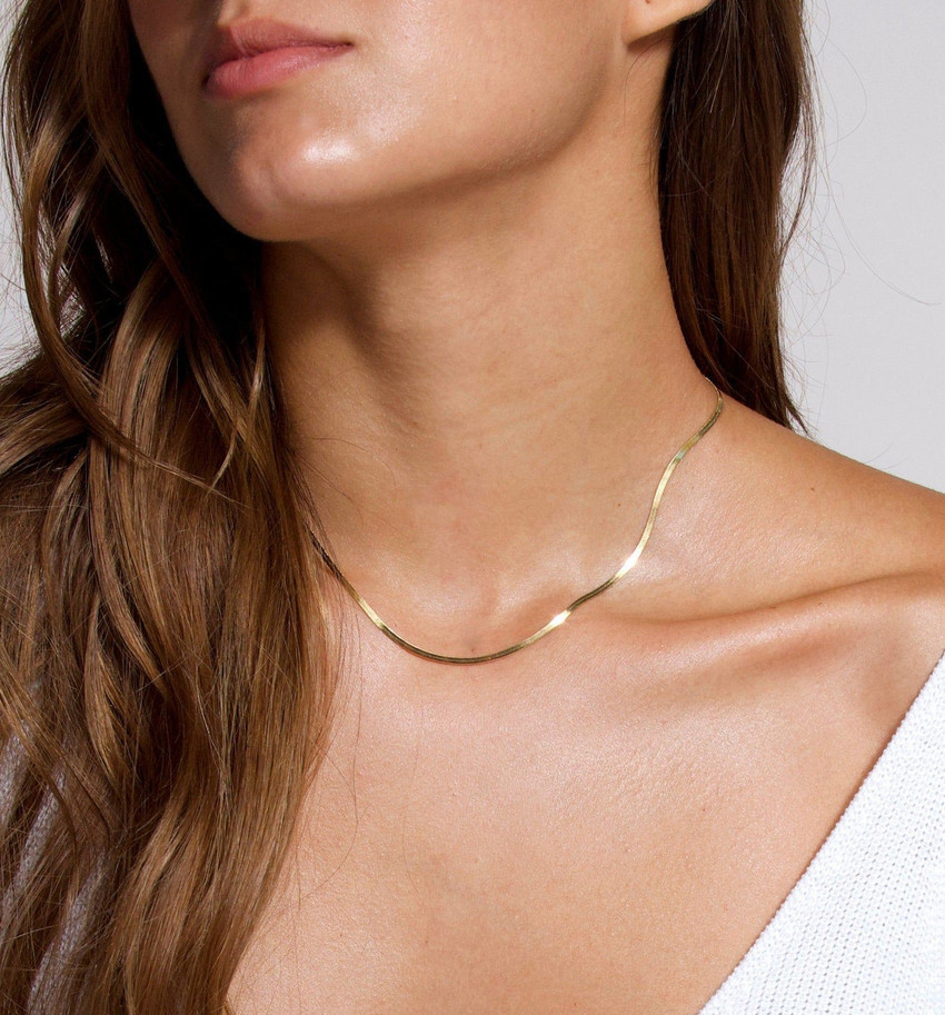 OCTAGON HUB Snake Chain Thick Chain Choker Gold Herringbone Chain 
