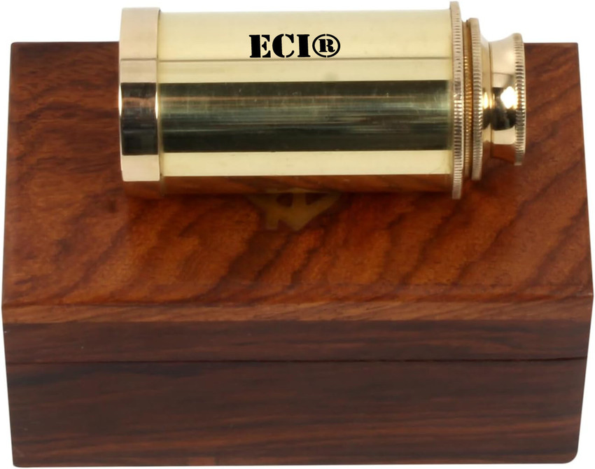 thumbnail image 2 of ITDC Nautical Brass Handheld Telescope Spyglass With Wooden Box – Pirate Ship Decor Or Costume Prop 2 of 5