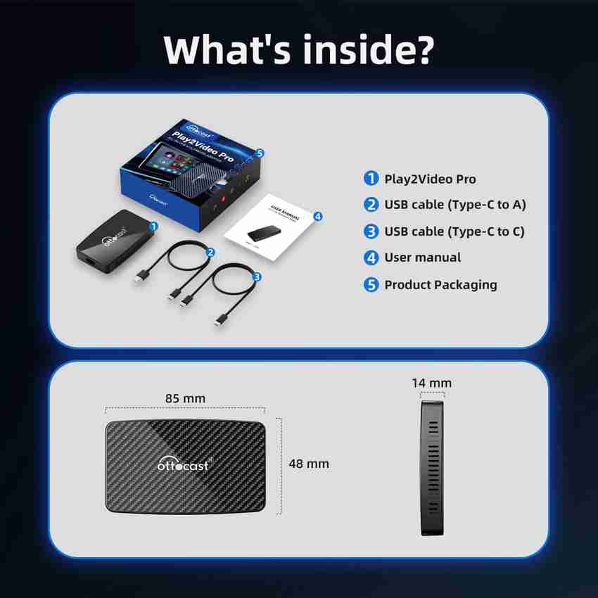 Ottocast Play2Video Pro Wireless CarPlay/Android Auto All-in-one 