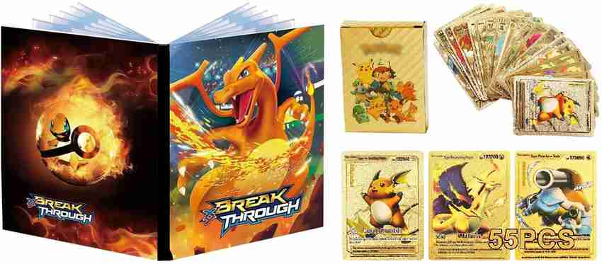 CrazyBuy Pokemon Big Album With 55 PCS Gold Cards(V Max, V