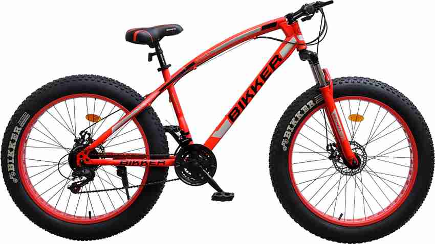 BIKKER Fat Tyre Cycle for Men with Dual Disc Brake Front Suspension 26 T Fat Tyre Cycle Price in India Buy BIKKER Fat Tyre Cycle for Men with Dual Disc Brake