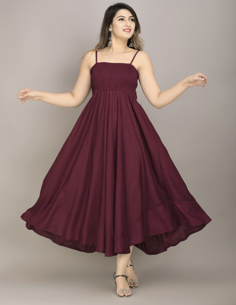 one amore Women Maxi Maroon Dress - Buy one amore Women Maxi Maroon Dress  Online at Best Prices in India | Flipkart.com