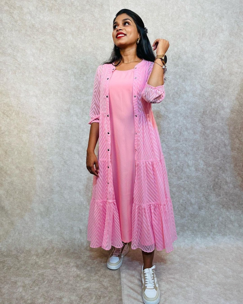 Party Wear Flipkart Online Shopping Dresses Long Tops Pink Dress