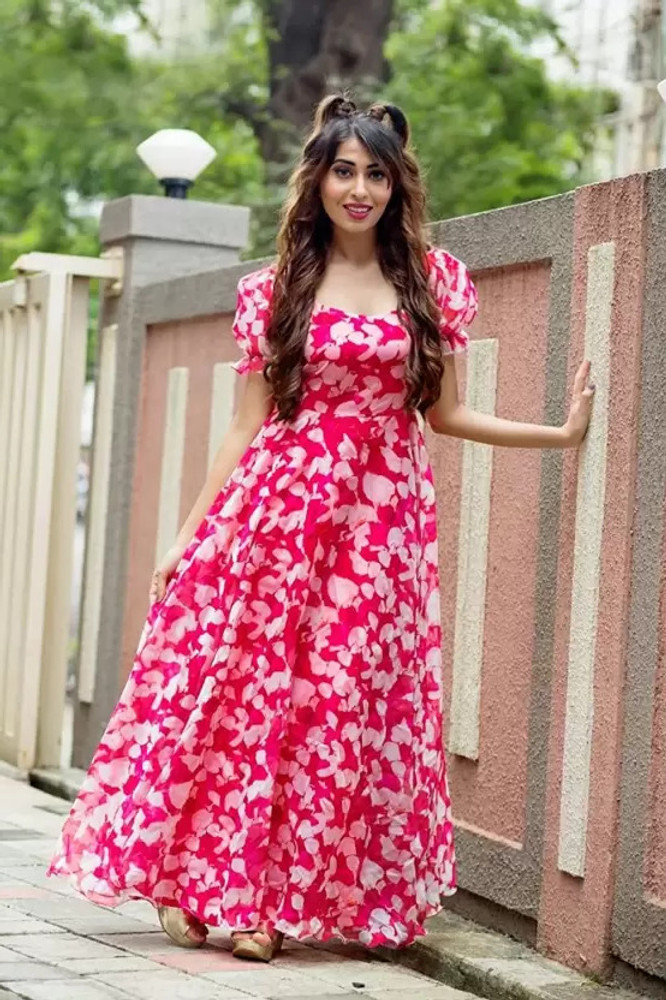 ZOPDI Women Maxi Pink Full Length Dress - Buy ZOPDI Women Maxi Pink Full  Length Dress Online at Best Prices in India | Flipkart.com