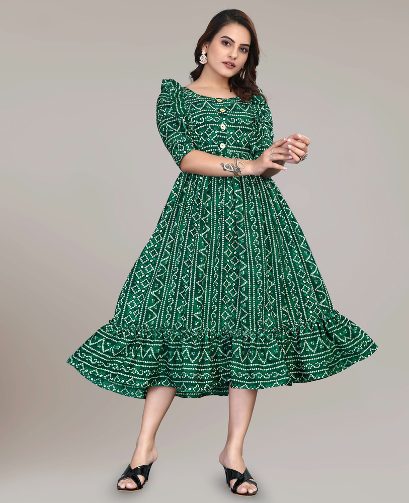 Dresses Creation Women Fit and Flare Green Dress - Buy Dresses Creation  Women Fit and Flare Green Dress Online at Best Prices in India | Flipkart .com