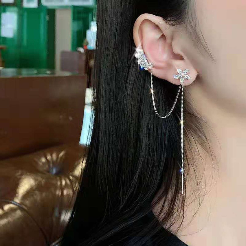 Flipkart Buy Vembley Korean Floral Ear Cuff Chain Tassel Threader Earrings Metal Cuff Earring Online at Best Prices in India