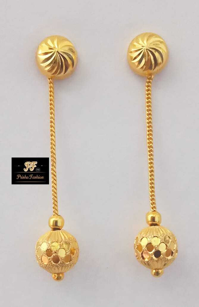 Gold gundu drops earrings discount