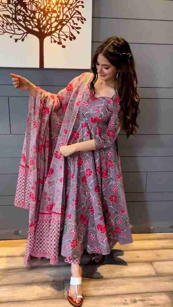 ZIVOGO Floral Print Anarkali Kurta Bottom Dupatta Set Buy ZIVOGO Floral Print Anarkali Kurta Bottom Dupatta Set Online at Best Prices in India Flipkart