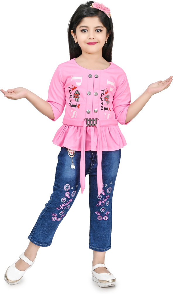 JIYAN FASHION WORLD Girls Casual Top Jeans Price in India