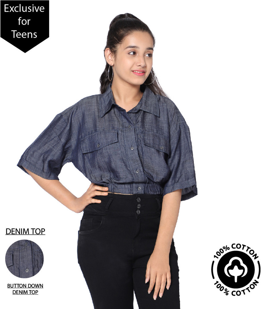 teentrums Girls Casual Denim Shirt Style Top Price in India Buy teentrums Girls Casual Denim Shirt Style Top online at Flipkart