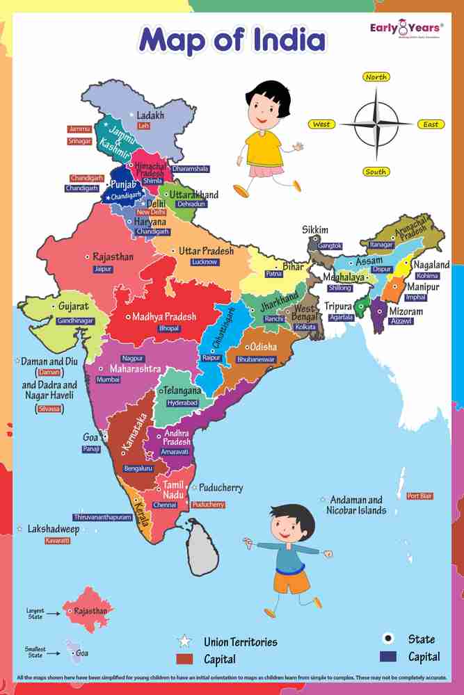India Political Map With States Capitals And Union