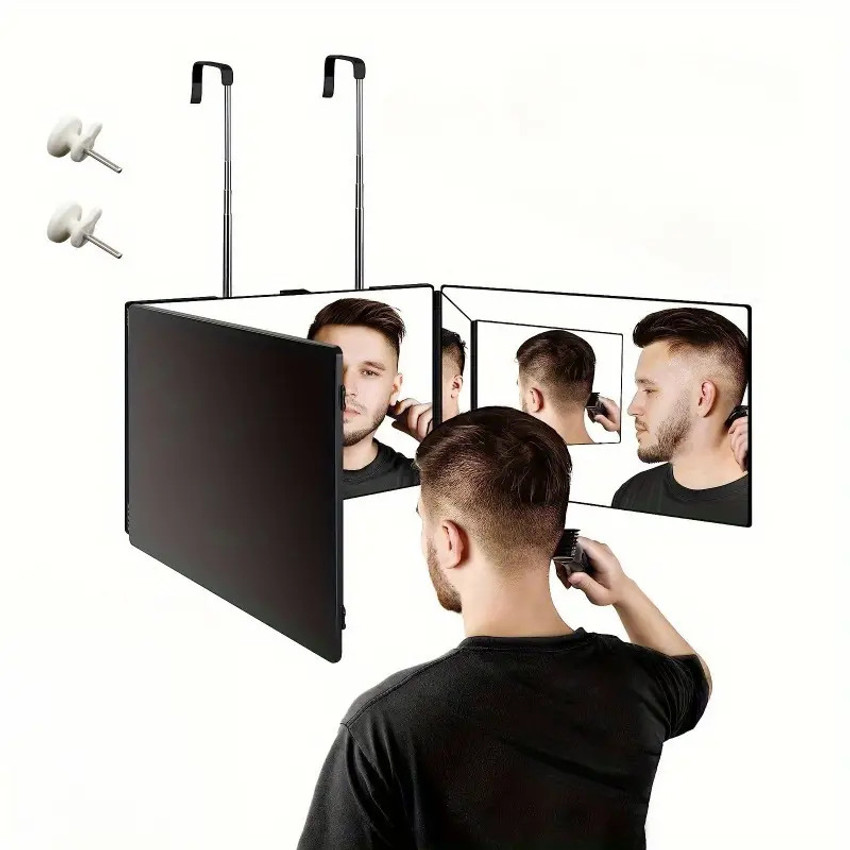 MOSHTU 360 Mirror 3 Way Mirror for Self Hair Cutting Adjustable 