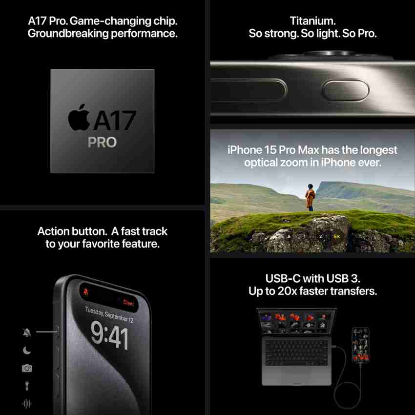 Apple iPhone 15 Pro Max (Black Titanium, 256 GB)